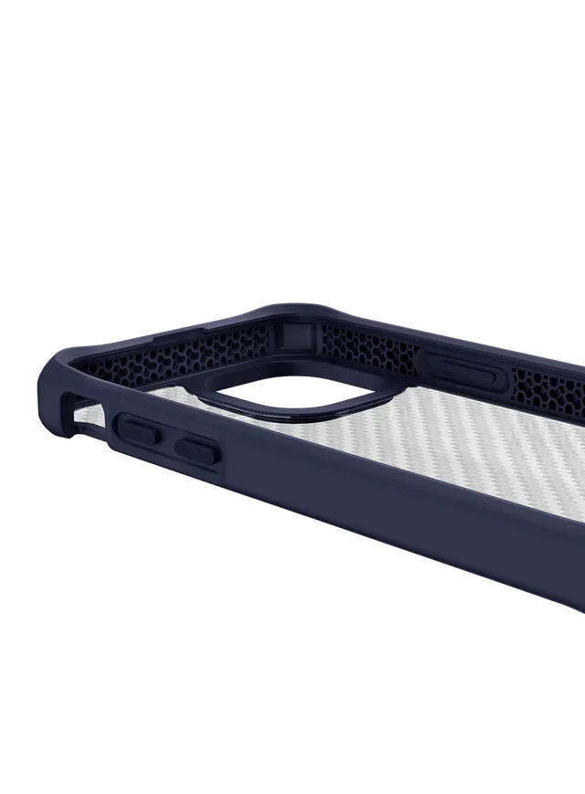 Itskins Hybrid Tek iPhone 13 Pro Max Case - Deep Blue And Transparent - Tashqila Itskins Hybrid Tek iPhone 13 Pro Max Case - Deep Blue And Transparent - Tashqila